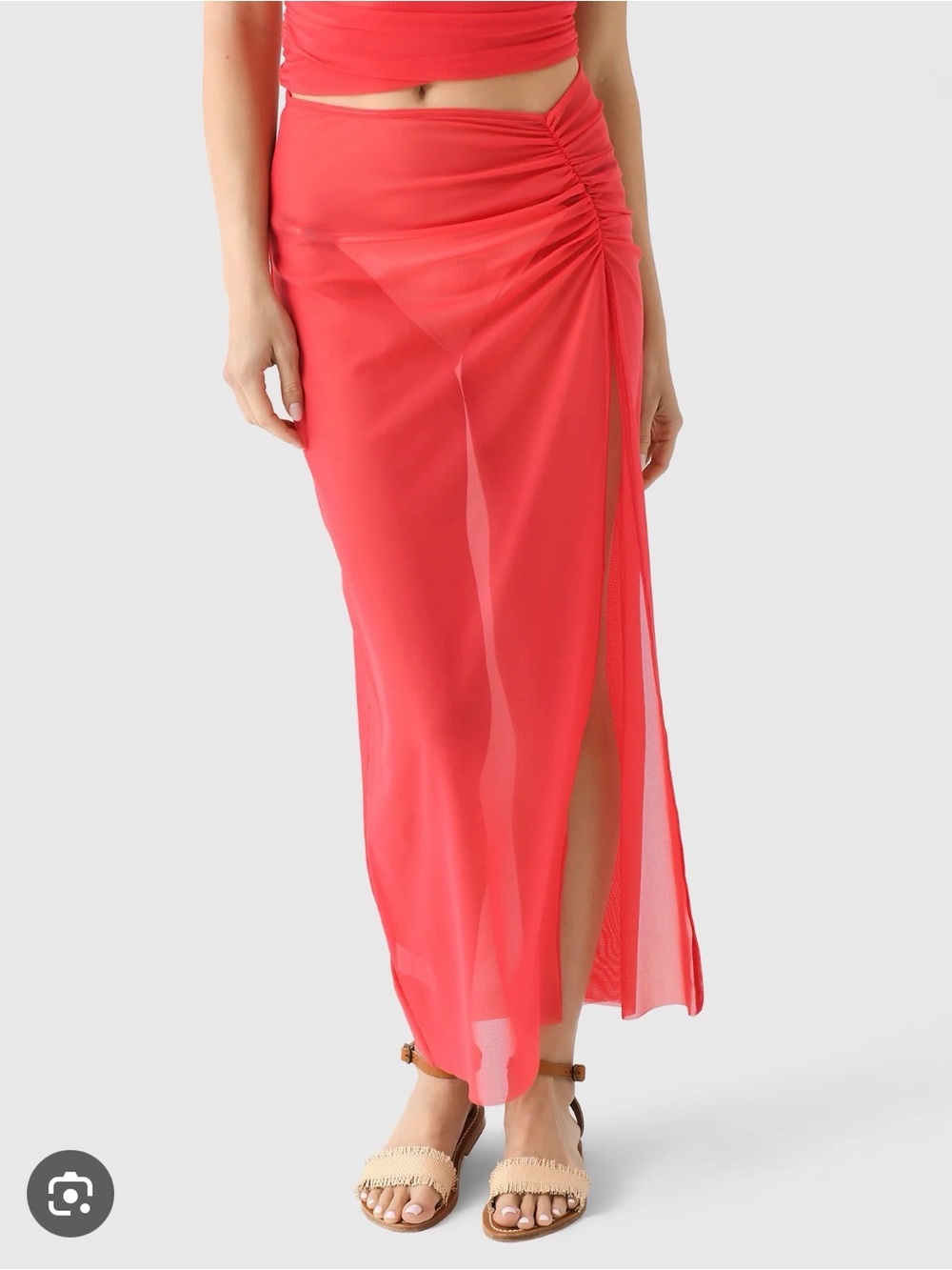 Bond Eye Claudia Mesh Maxi Skirt in Cherry Red M/L